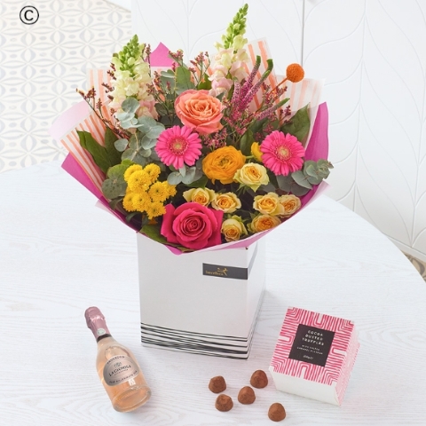 Bouquet, Chocolates and Fizz